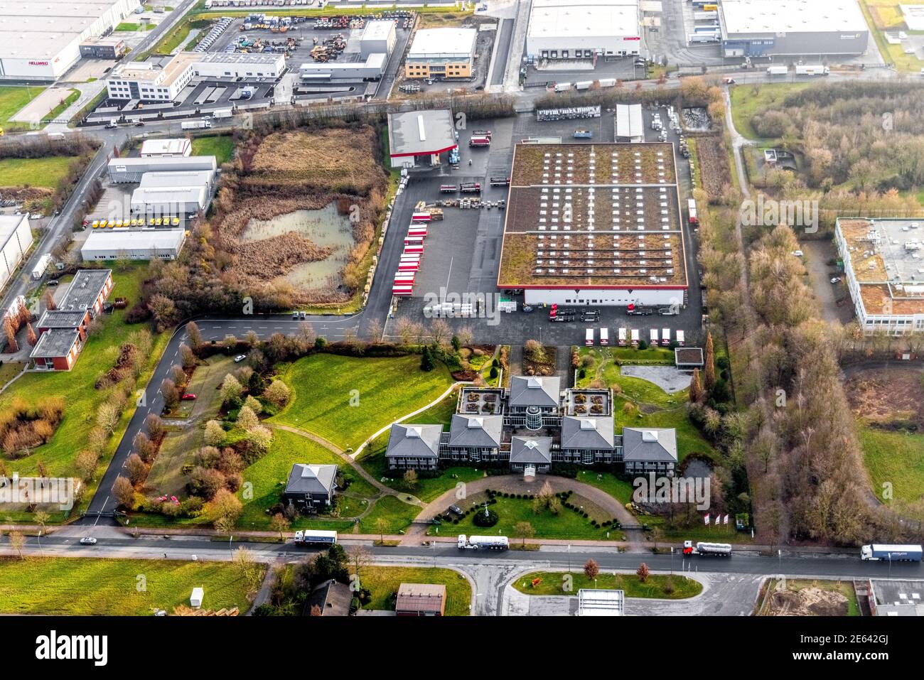Aerial view southern extension industrial park Rhynern in Hamm, Ruhr area,  North Rhine-Westphalia, Germany, DE, Europe, commercial enterprises, commer  Stock Photo - Alamy