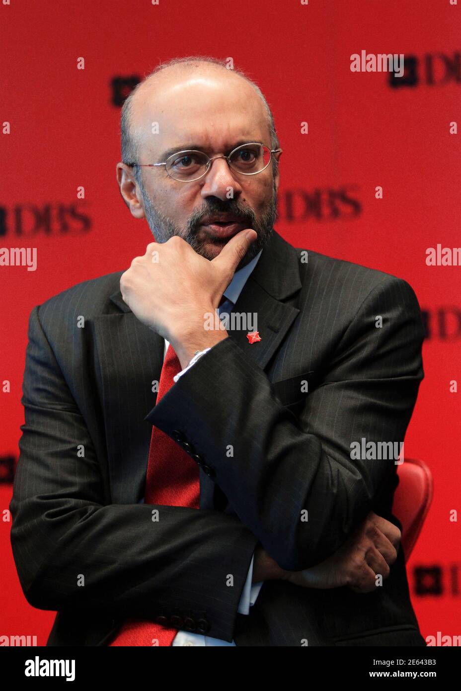 DBS Group CEO Piyush Gupta gestures as he speaks to the media during a news conference DBS Group CEO Piyush Gupta gestures as he speaks to the media during a news conference