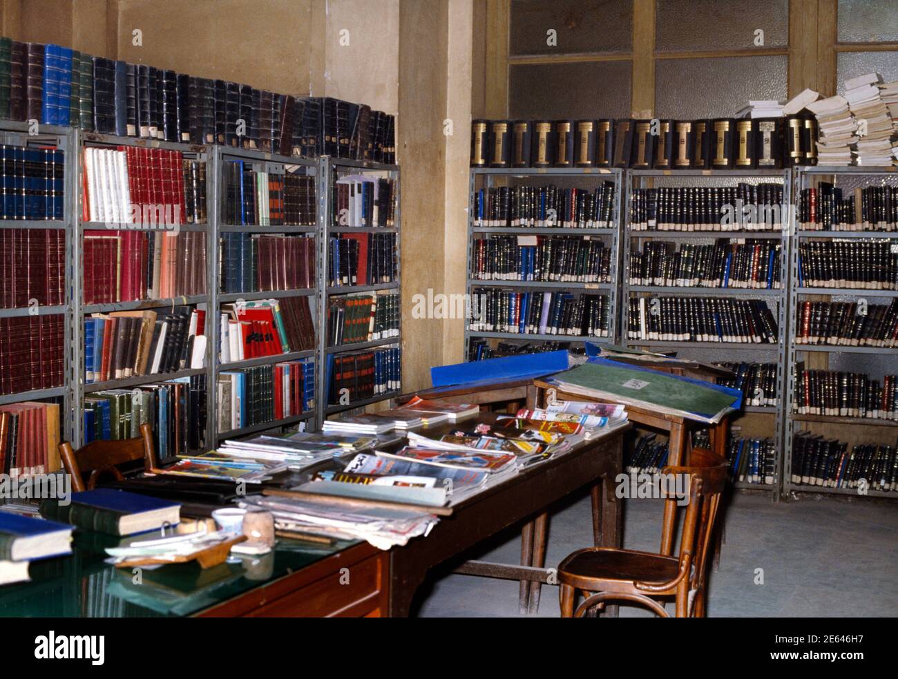 Cairo Egypt Shelves of Books in Islamic Library Stock Photo
