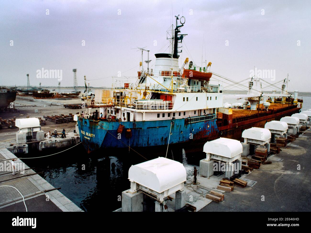 Dubai UAE Dubai Ship Repair Yard Ship In Dock Stock Photo Alamy