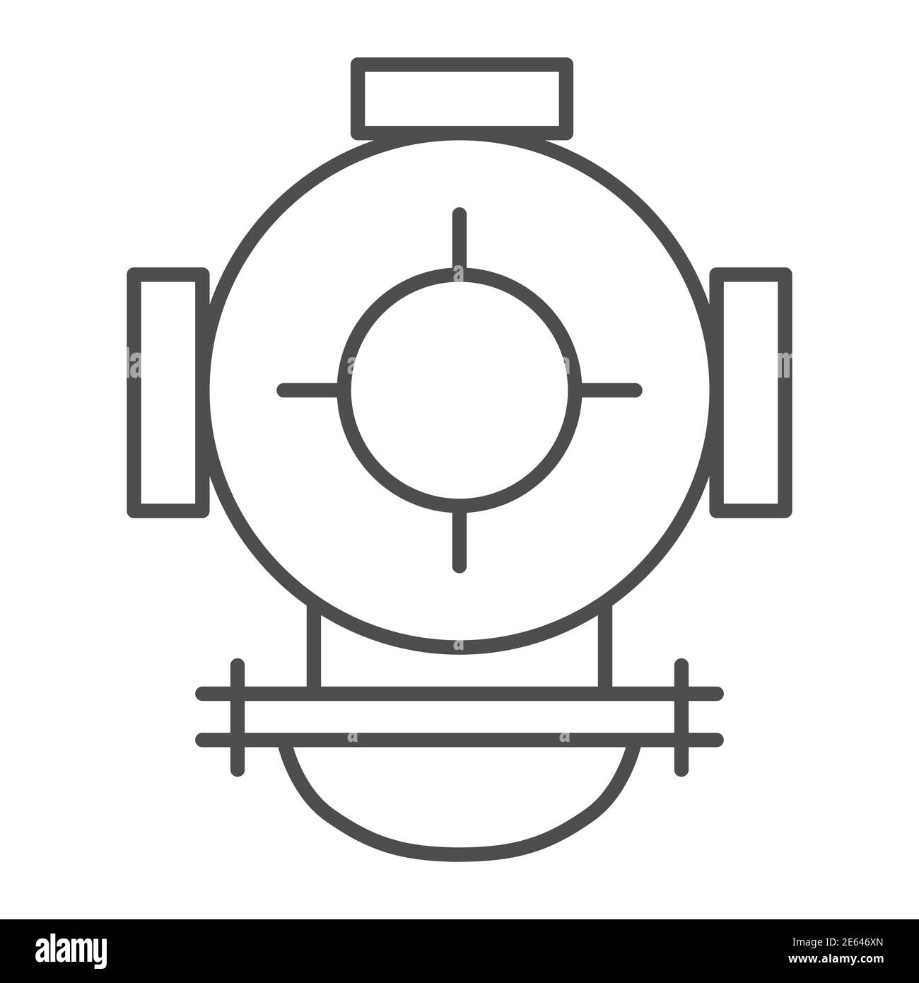 Diving helmet thin line icon, ocean concept, Underwater equipment sign on white background