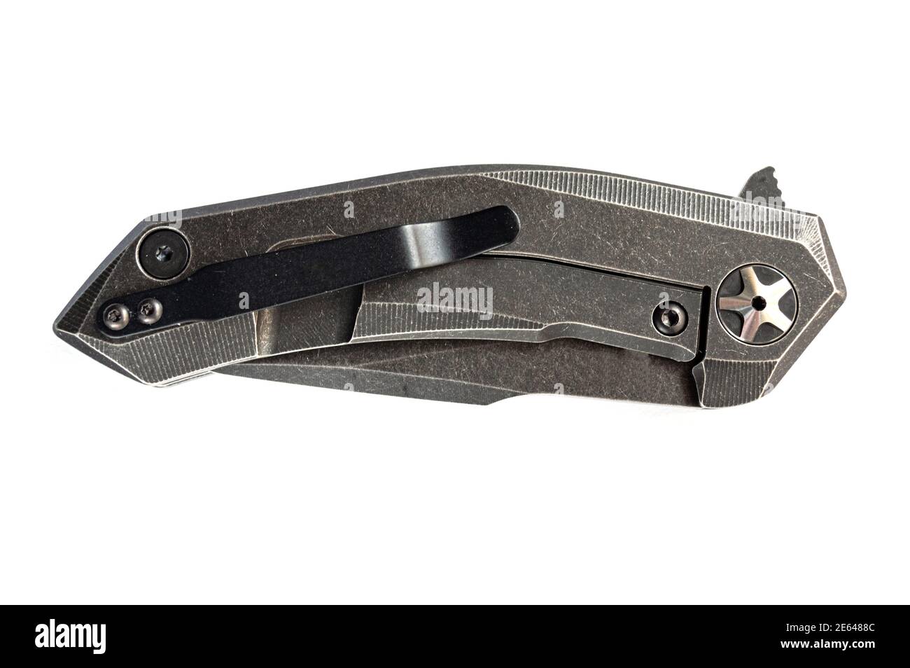 Knife folded on a white background. A knife without a blade. The blade