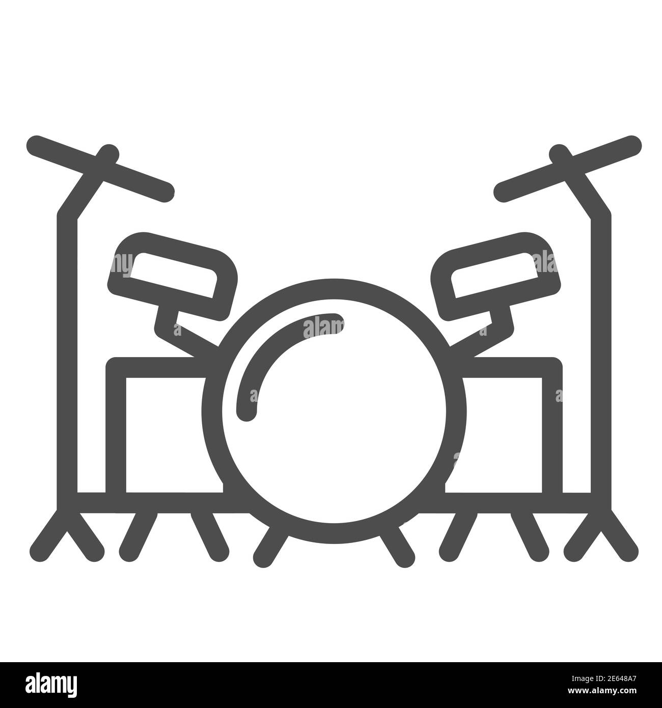 Drums line icon, Music festival concept, drum set sign on white background, Drum kit icon in outline style for mobile concept and web design. Vector Stock Vector