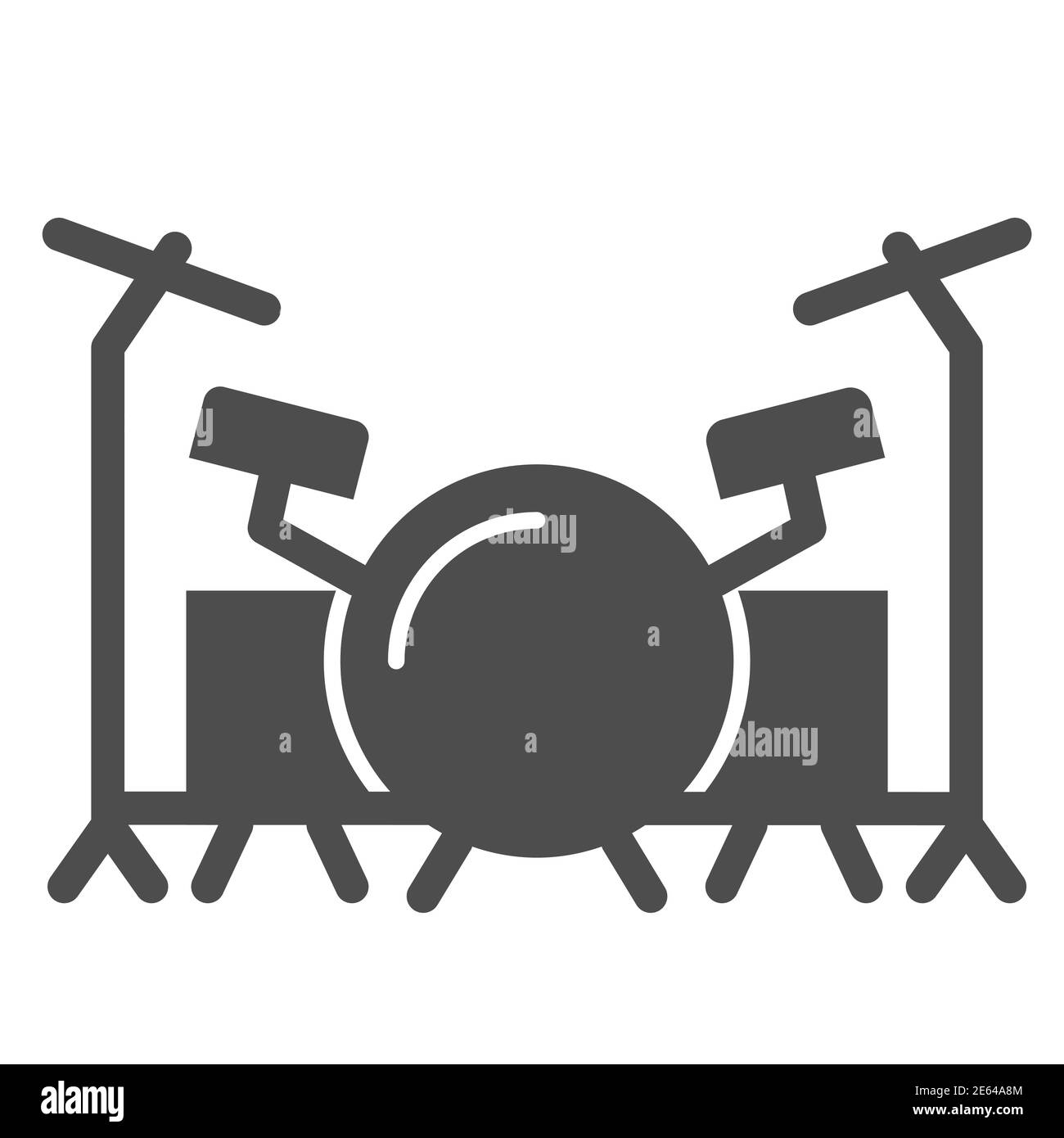 Drums solid icon, Music festival concept, drum set sign on white background, Drum kit icon in glyph style for mobile concept and web design. Vector Stock Vector