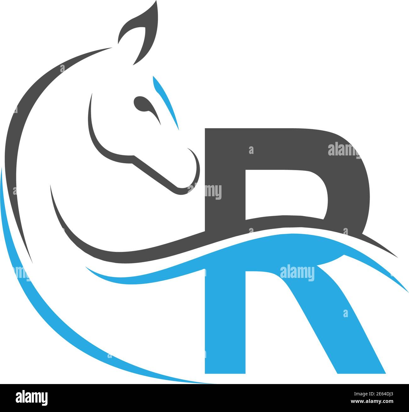 Letter R icon logo with horse illustration design vector Stock Vector ...