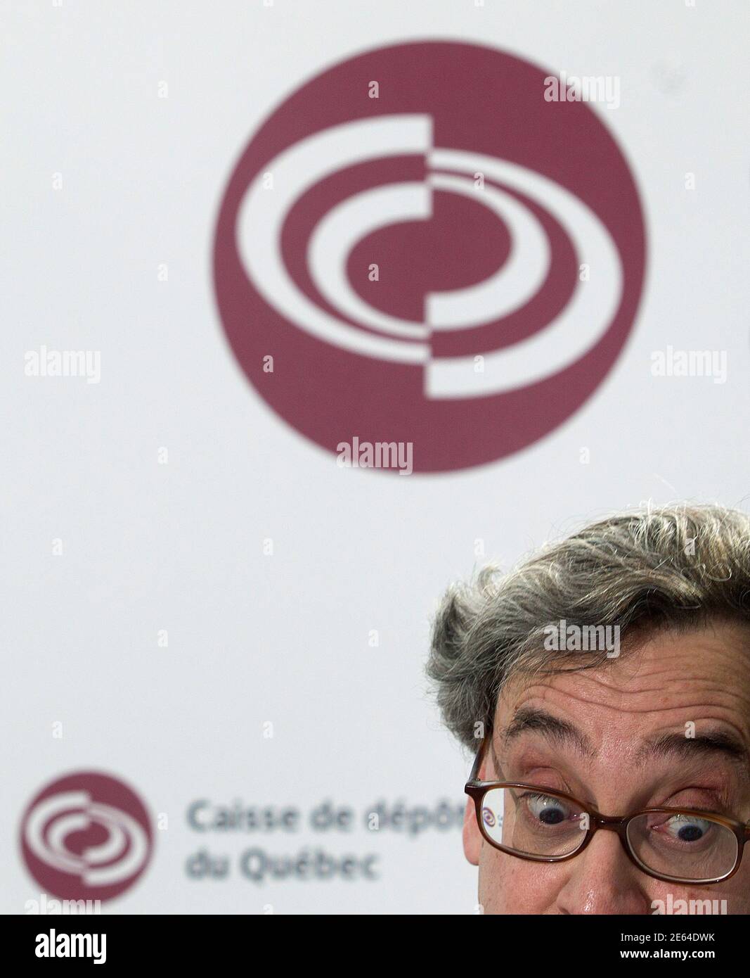 Michael Sabia, president and chief executive officer of Caisse de depot et placement du Quebec (CDP), speaks during a news conference following the release of their 2010 financial results in Montreal February 24, 2011. REUTERS/Christinne Muschi (CANADA - Tags: BUSINESS IMAGES OF THE DAY) Stock Photo