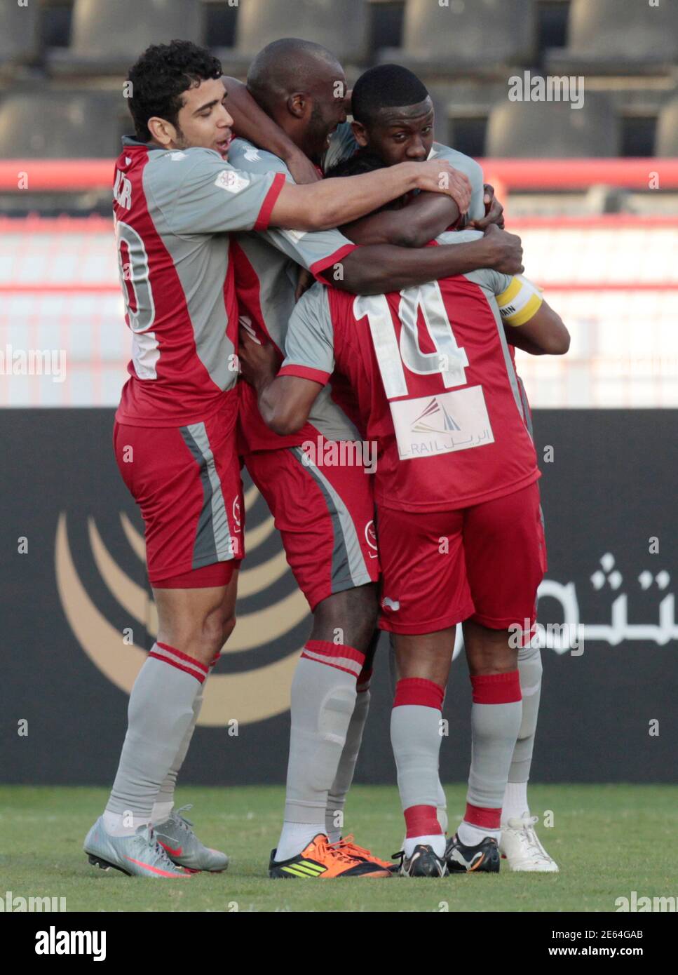 Lekhwiya Players Celebrate After Scoring During Their Qatar Stars League Soccer Match Against Al Jaish In Doha January 26 12 Reuters Fadi Al Assaad Qatar s Sport Soccer Stock Photo Alamy