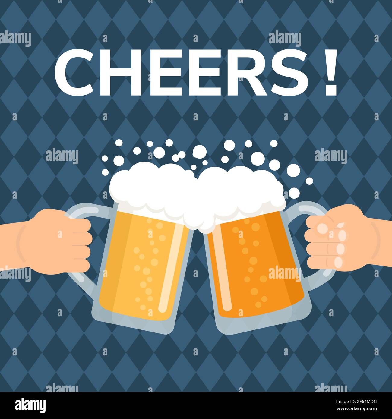 Two hands holding and clinking with beer glasses Stock Vector Image