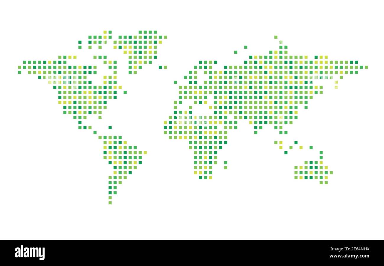 World map green mosaic of small circles. Vector illustration Stock ...