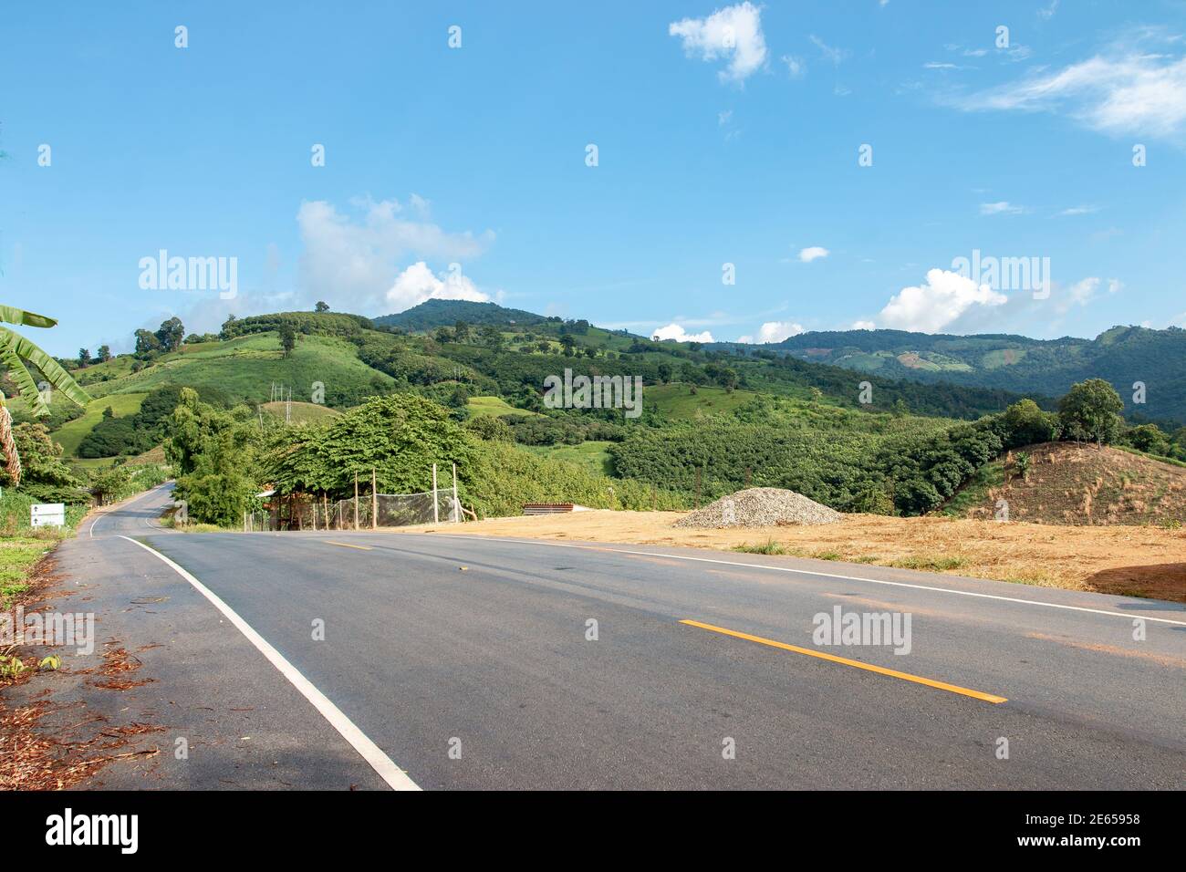 Curved asphalt road on the mountain, Travel concept Stock Photo - Alamy