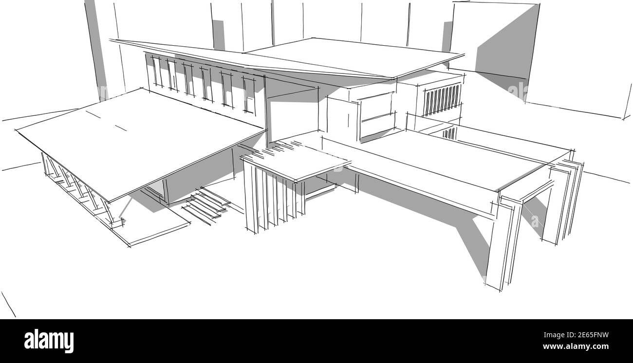 Commercial architectural drawing, cad Black and White Stock Photos ...