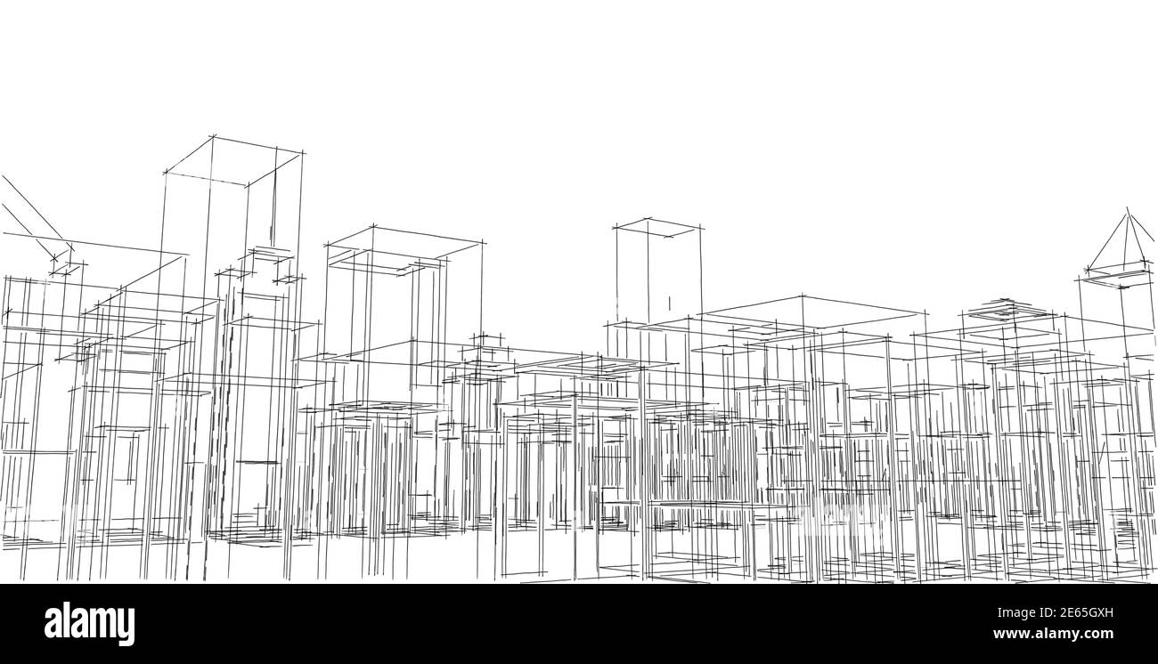 Abstract architectral drawing sketch,Illustration Stock Photo - Alamy