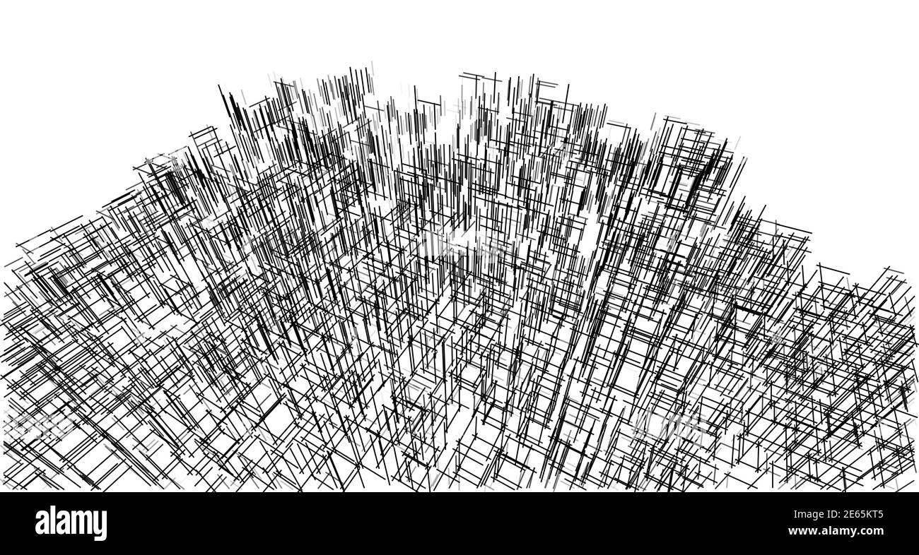 Wireframe,panorama, architecture abstract, 3d illustration Stock Photo ...
