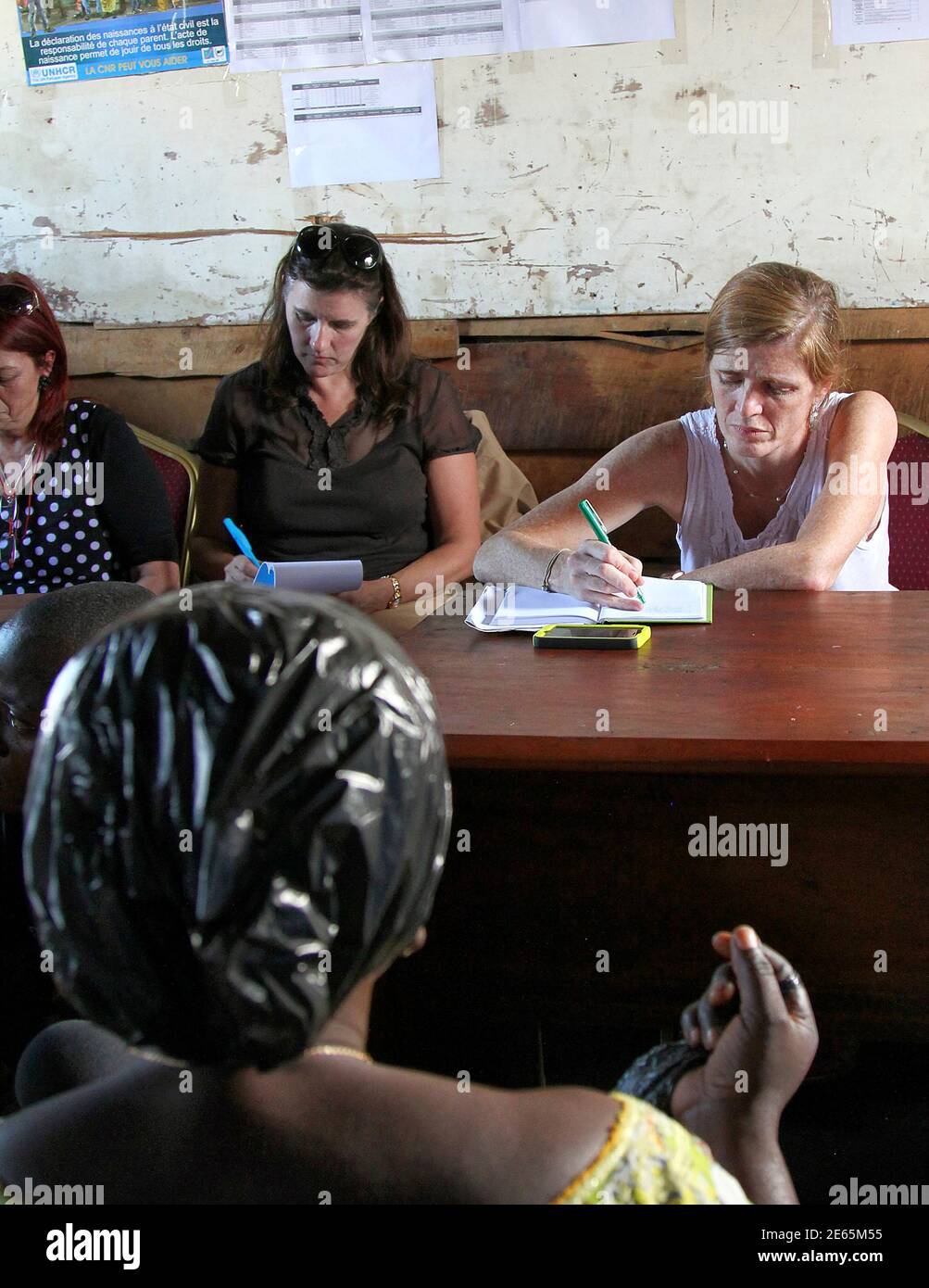 U S Ambassador To The United Nations Samantha Power R Listens To A Congolese Woman Speak At The Mugunga 3 Camp For Internally Displaced People Near Goma The Capital Of North Kivu Province