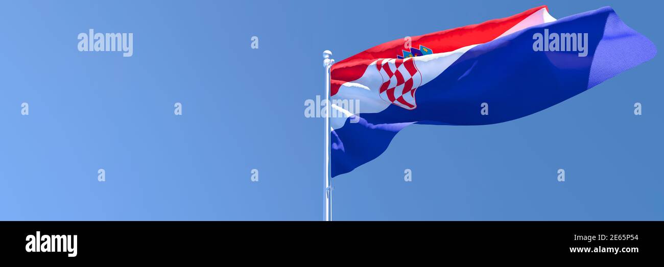 3D rendering of the national flag of Croatia waving in the wind Stock ...