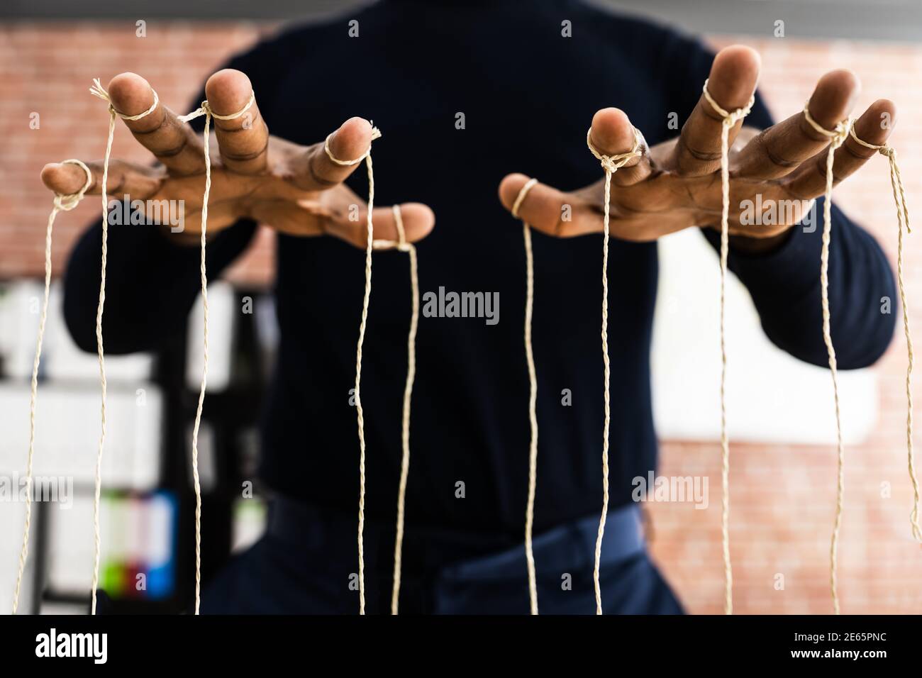 Puppet Master Man And Social Manipulation Hand Stock Photo