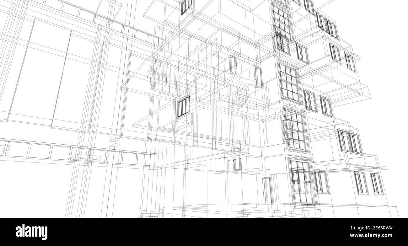 Abstract sketch, Architectural ,Construction ,Wireframe Stock Photo - Alamy