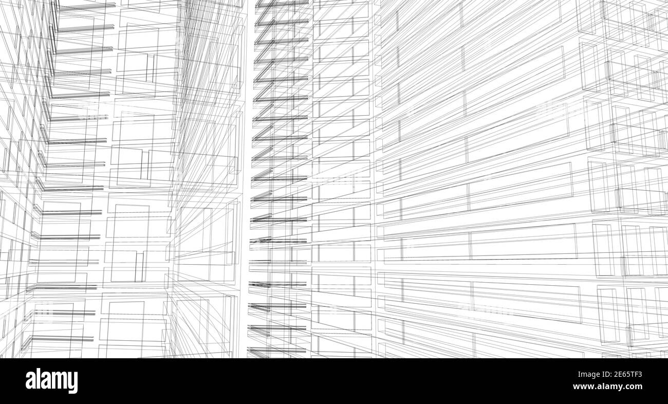 Abstract sketch, Architectural ,Construction ,Wireframe Stock Photo - Alamy
