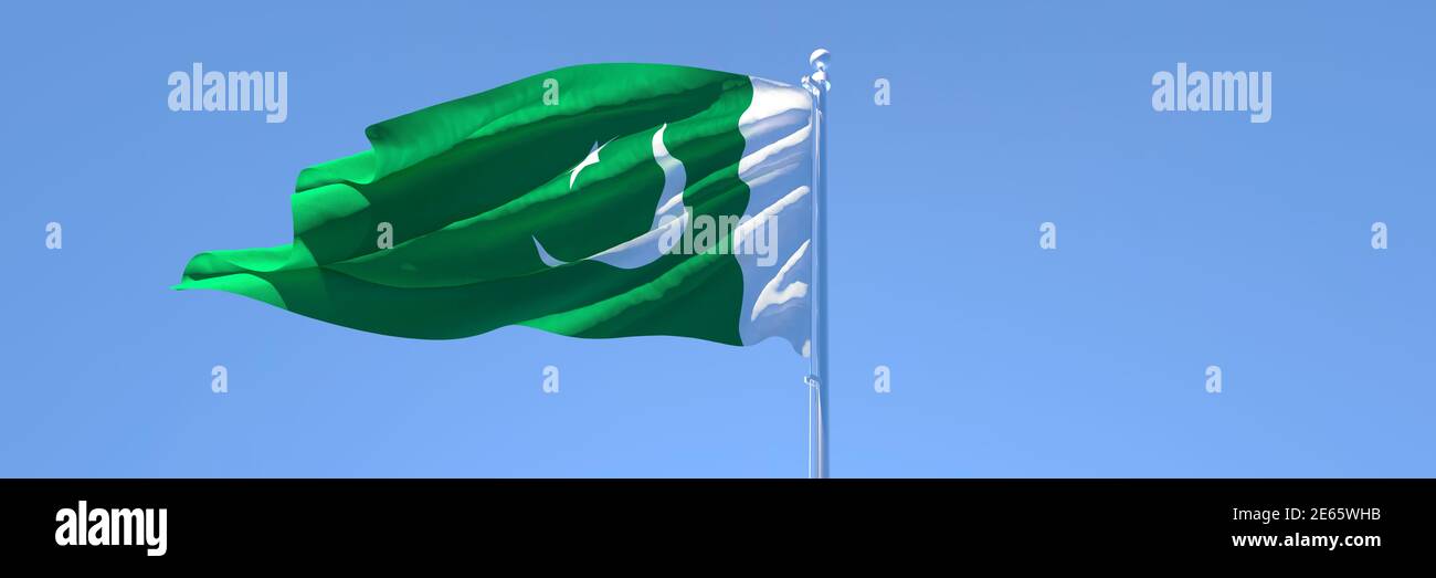 3D rendering of the national flag of Pakistan waving in the wind Stock ...