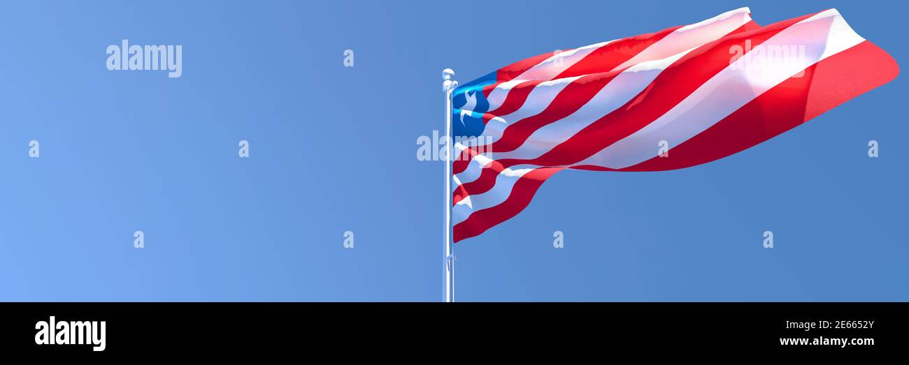 3D rendering of the national flag of Liberia waving in the wind Stock ...