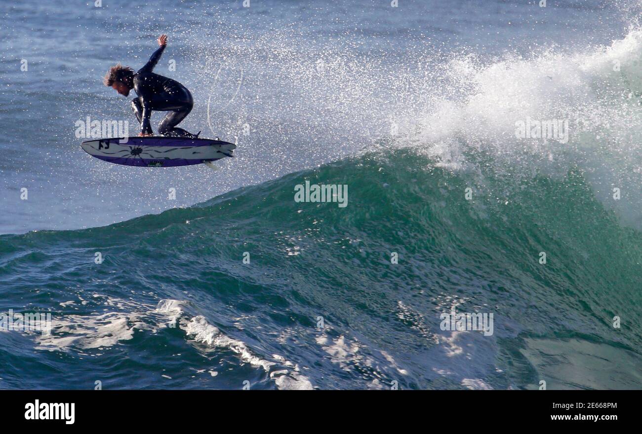 Dave Rastovich Of New Zealand Exits A Wave As He Competes Against Laurie Towner Of Australia During The Inaugural Red Bull Cape Fear Invitational Surfing Tournament Off The Shores Of Southern Sydney