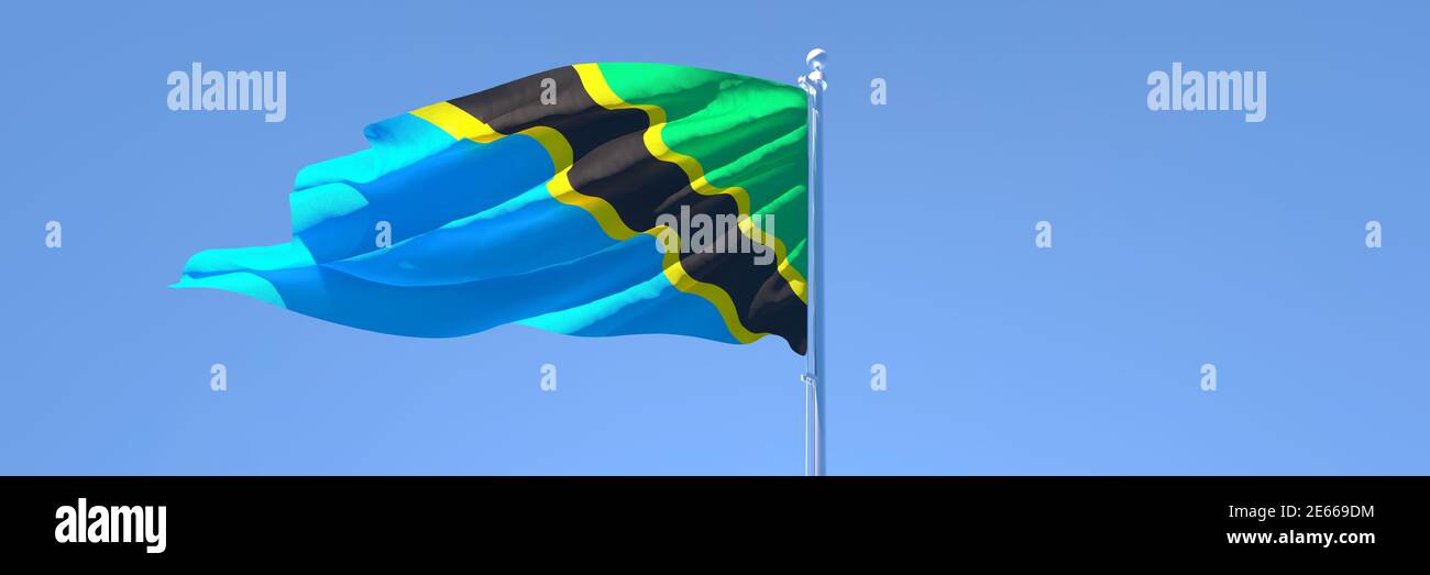 3D rendering of the national flag of Tanzania waving in the wind Stock ...