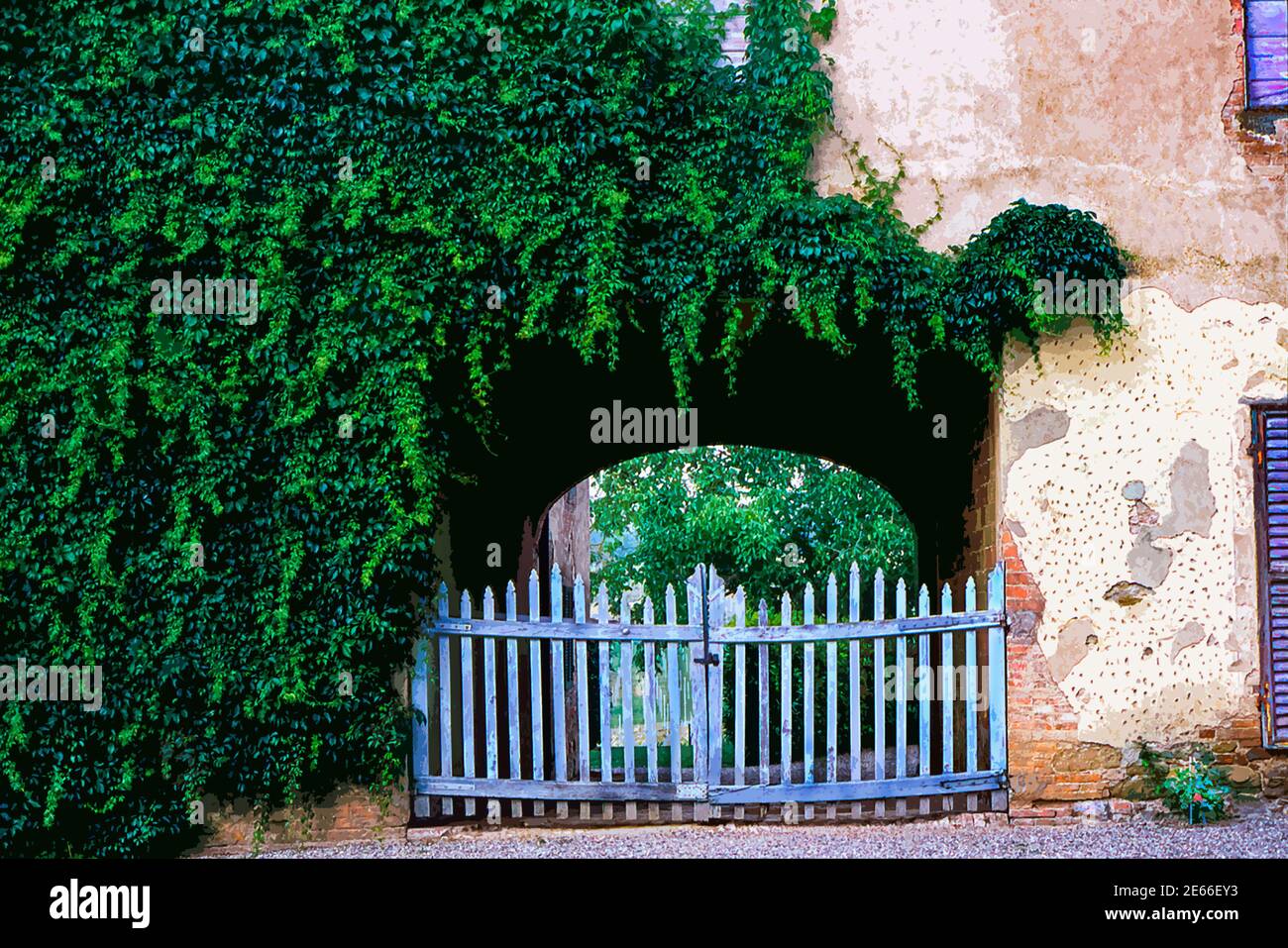Gaiole in Chianti Gate leading to a Vinyard Stock Photo