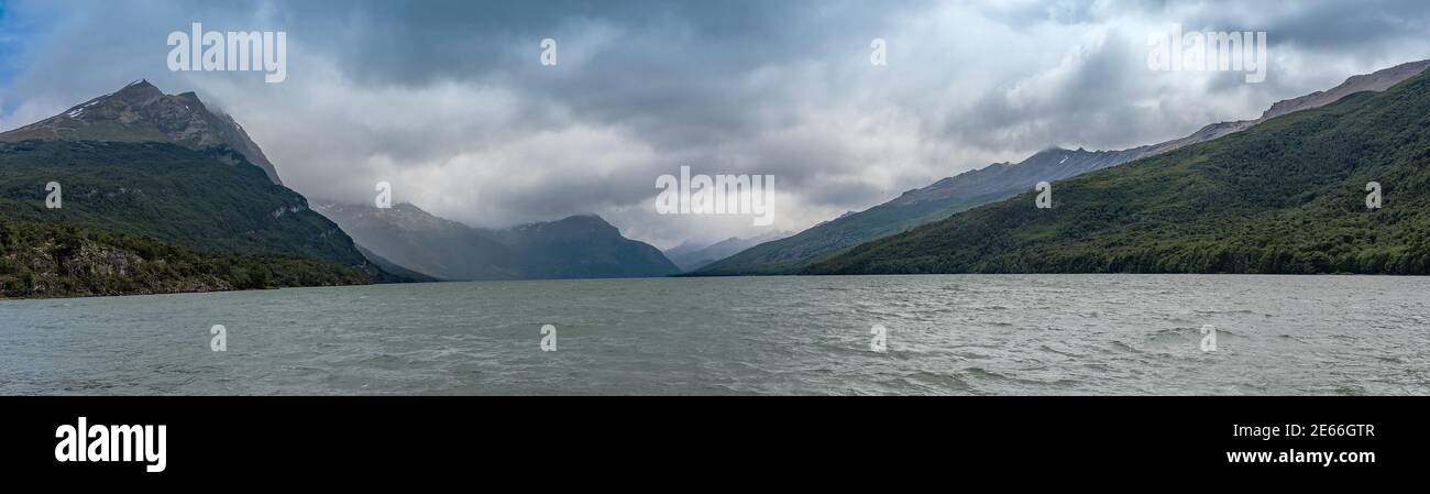 Landscape at Lake Acigami in Tierra del Fuego National Park, Argentina Stock Photo