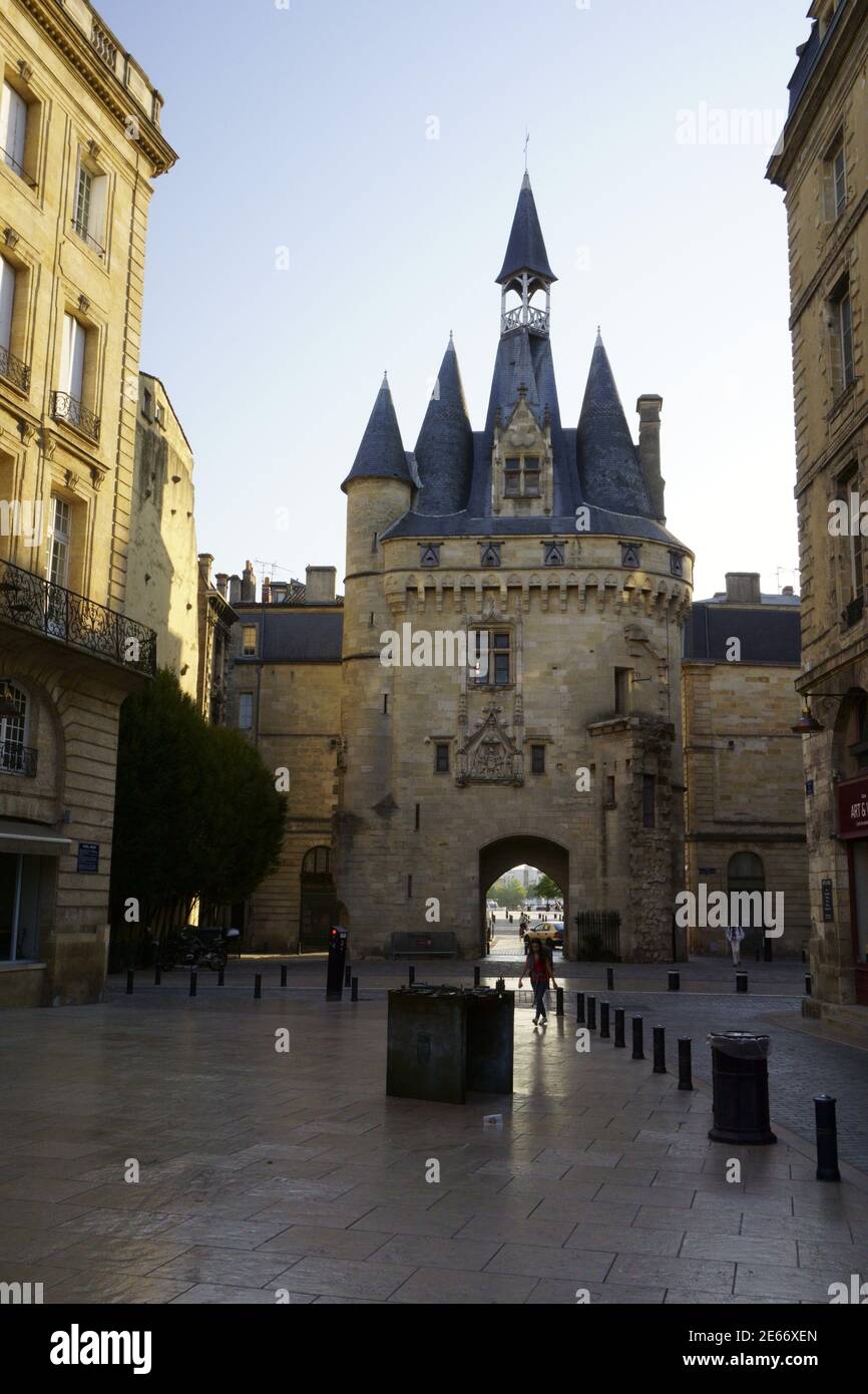 Le Port Cailhau, Bordeaux from inside the walled city. Stock Photo