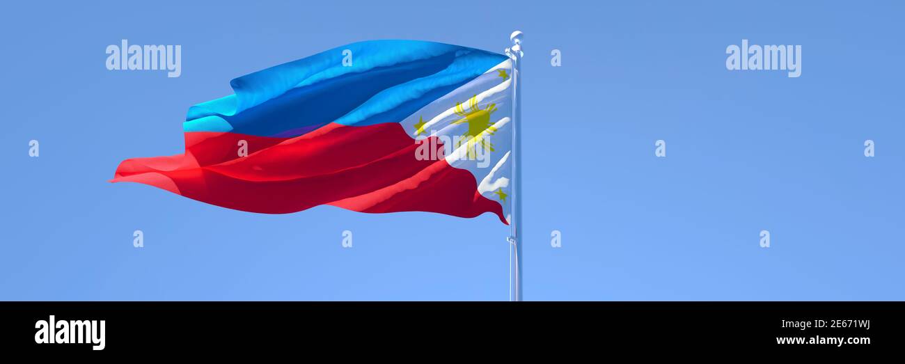 3D rendering of the national flag of Philippines waving in the wind ...