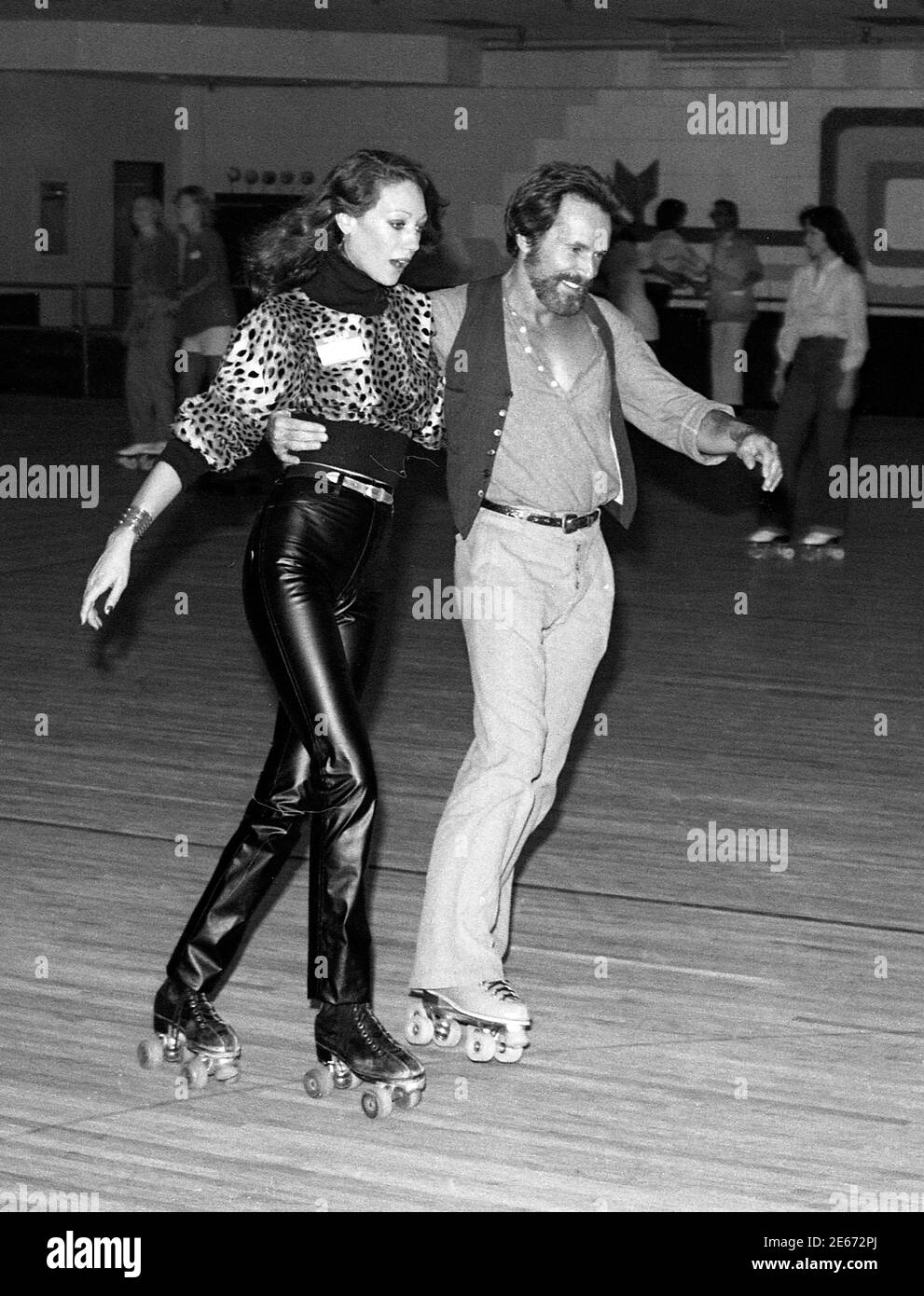 Marisa  Berenson disco skating at Flippers in West Hollywood circa 1978 Stock Photo