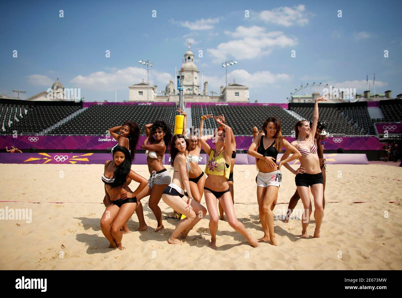 Dancers Rehearse Their Performances For The London 2012 Olympic Beach Volleyball Matches At The Main Court At The Horse Guards Parade In London July 25 2012 Reuters Marcelo Del Pozo Britain Tags