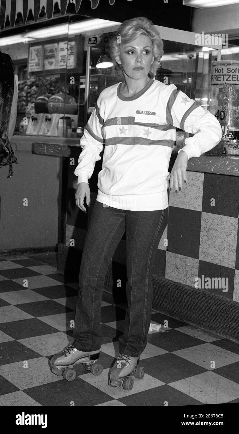 Woman at roller skating rink in Los Angeles, CA circa 1970s Stock Photo