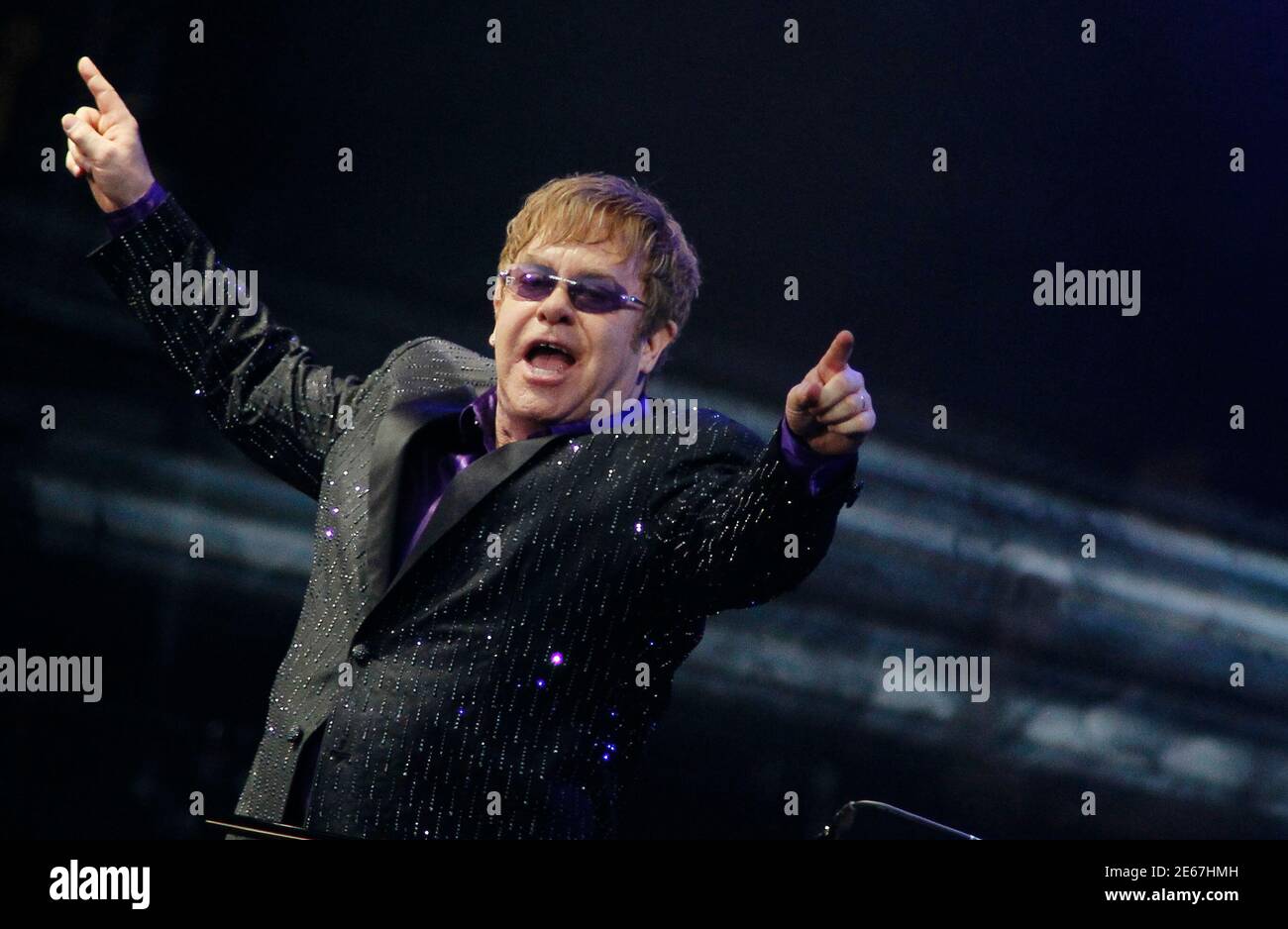 Singer Elton John Performs At A Charity Concert Dedicated To The Fight Against Hiv Aids At