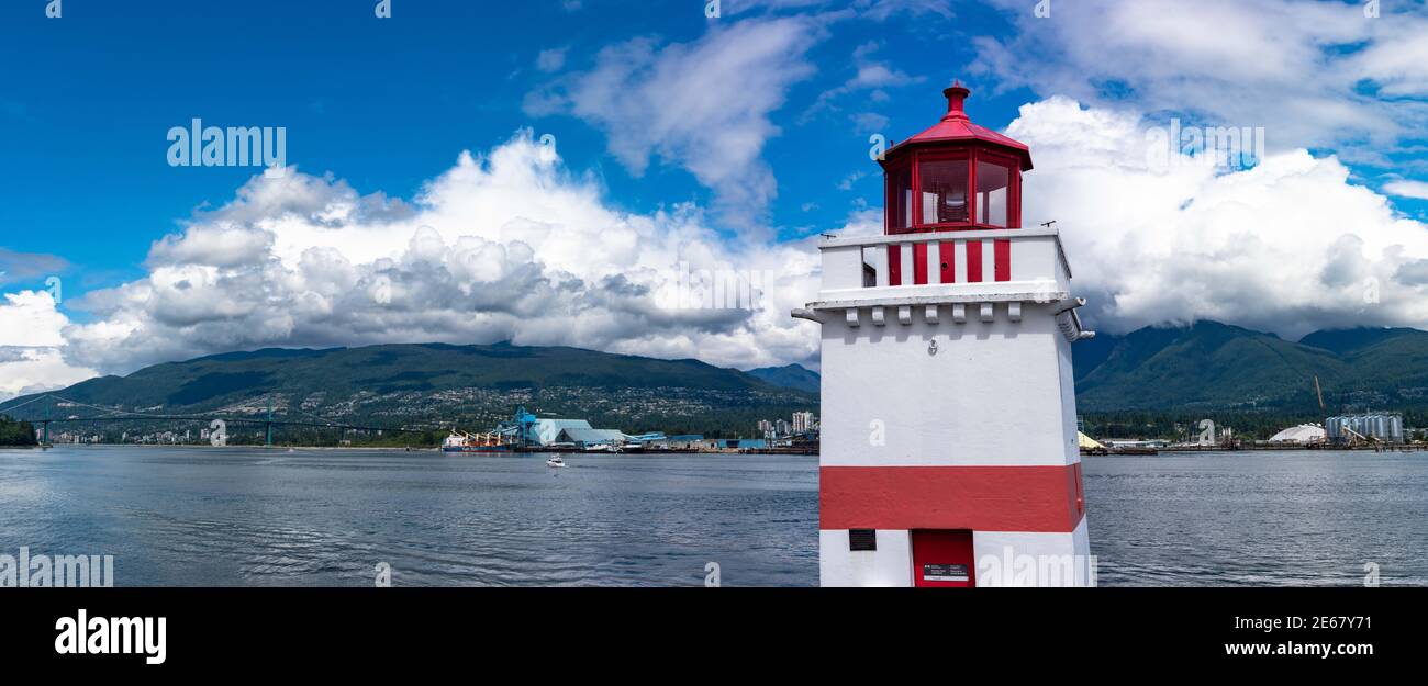 The Brockton Point Lighthouse in Vancouver's Stanley Park, British Columbia, Canada Stock Photo