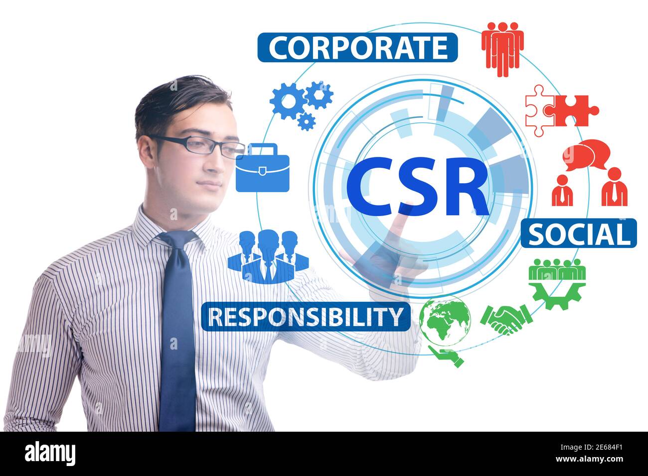 Concept of corporate social responsibility with businessman Stock Photo ...