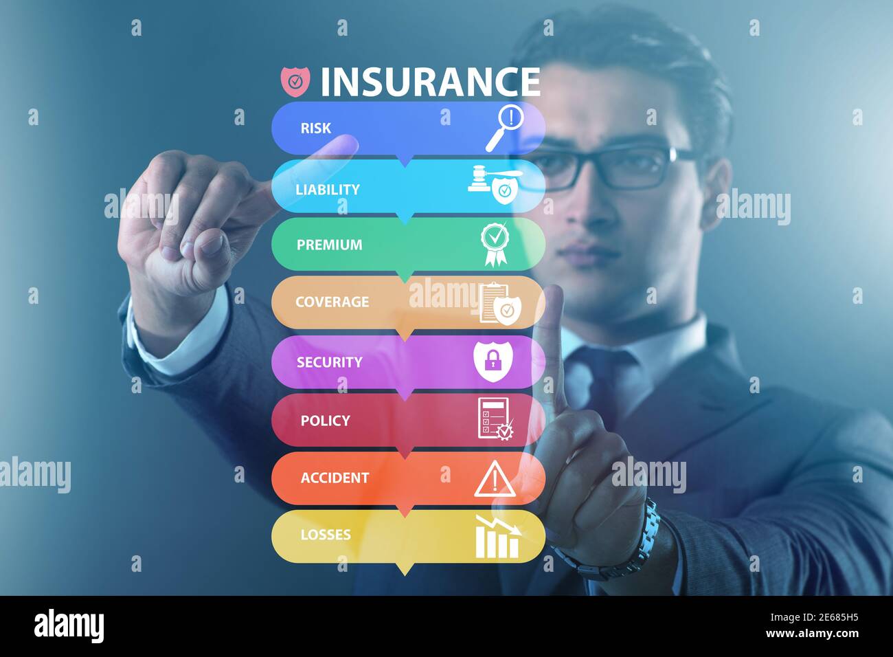 Concept of the various types of insurance Stock Photo Alamy