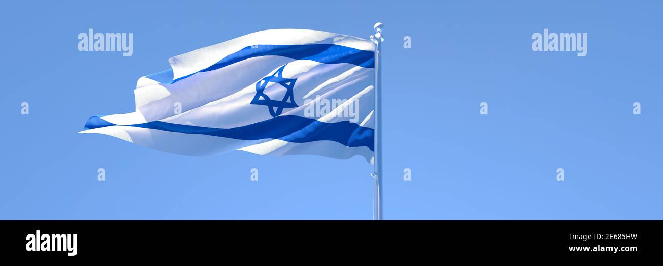 3D rendering of the national flag of Israel waving in the wind Stock ...