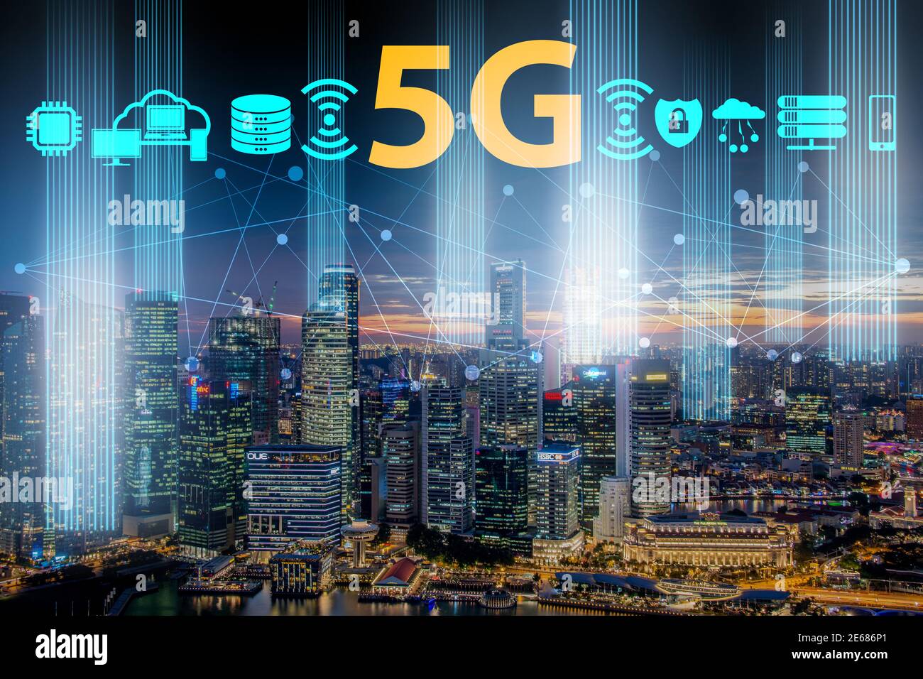 Concept of 5g networks in the large cities Stock Photo - Alamy