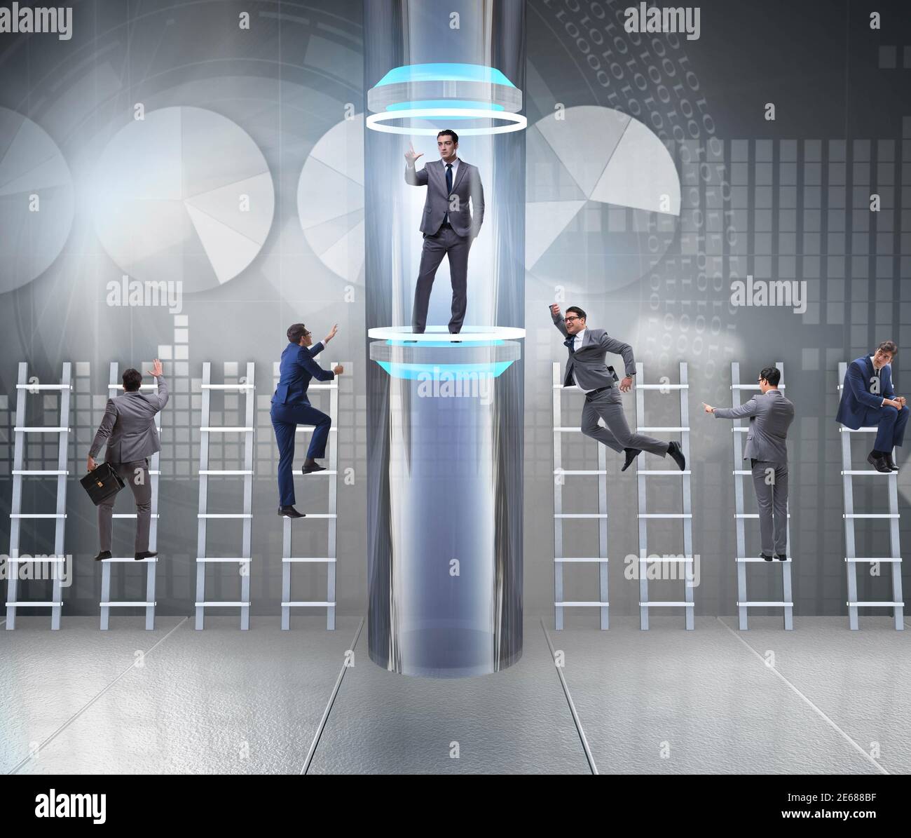 The businessmen in accelerated and fast promotion concept Stock Photo ...