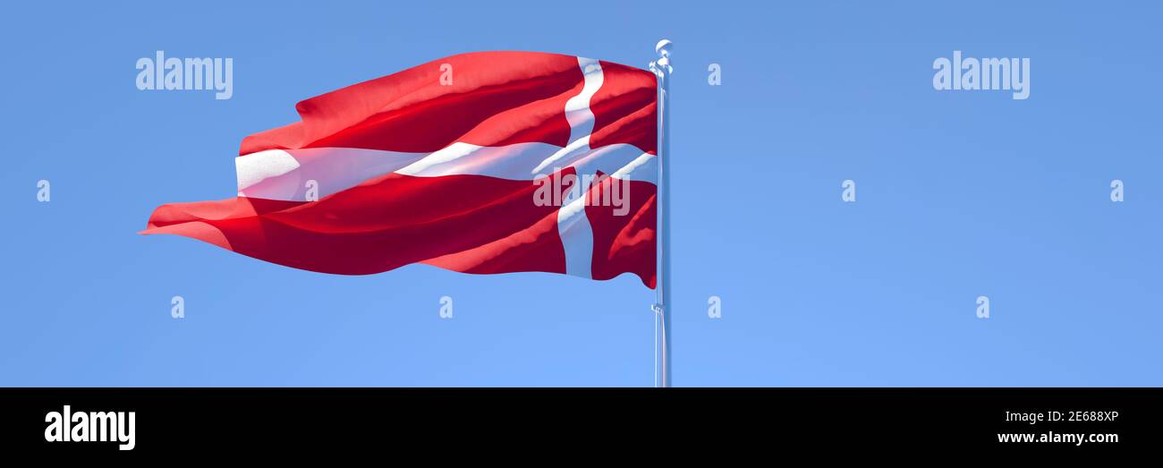 3D rendering of the national flag of Denmark waving in the wind Stock Photo
