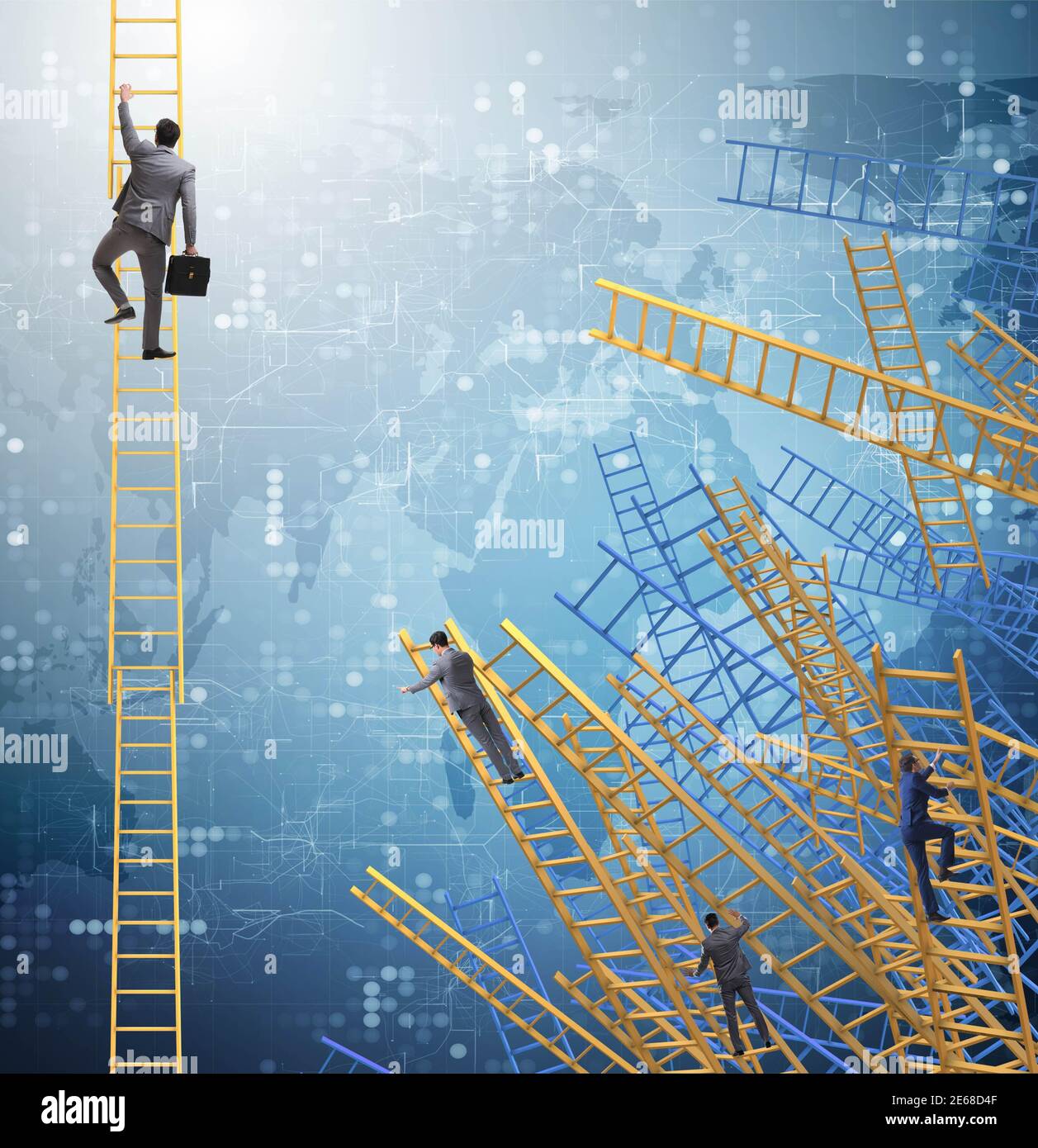 The businessman climbing career ladder in business concept Stock Photo ...