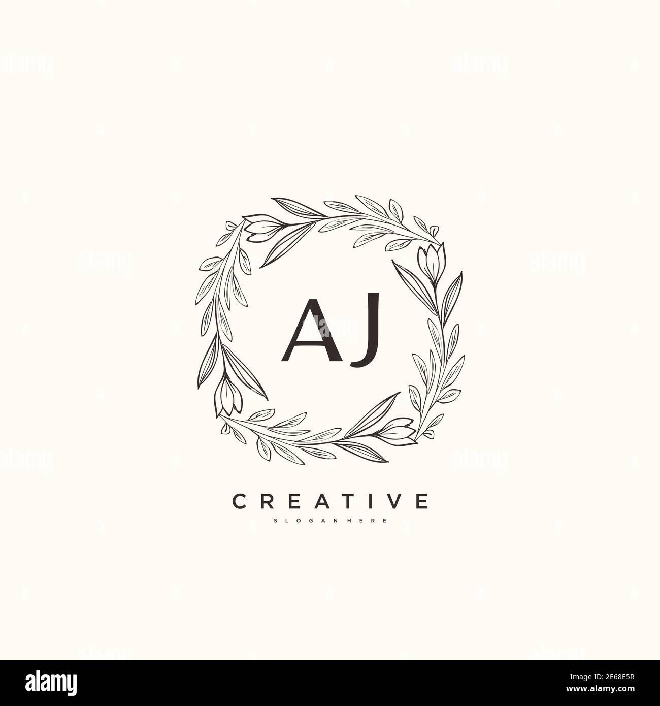 AJ Beauty vector initial logo art, handwriting logo of initial
