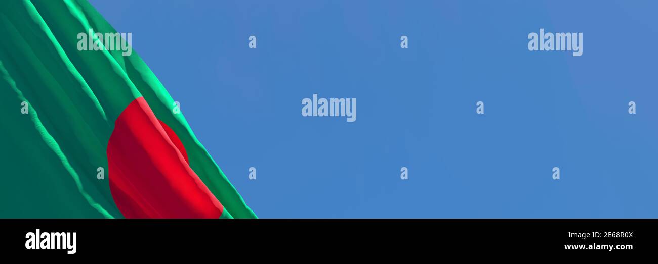 3D rendering of the national flag of Bangladesh waving in the wind ...