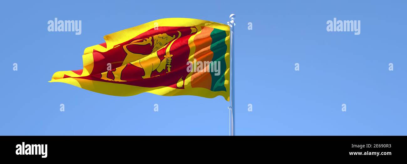 3D rendering of the national flag of Sri Lanka waving in the wind Stock ...