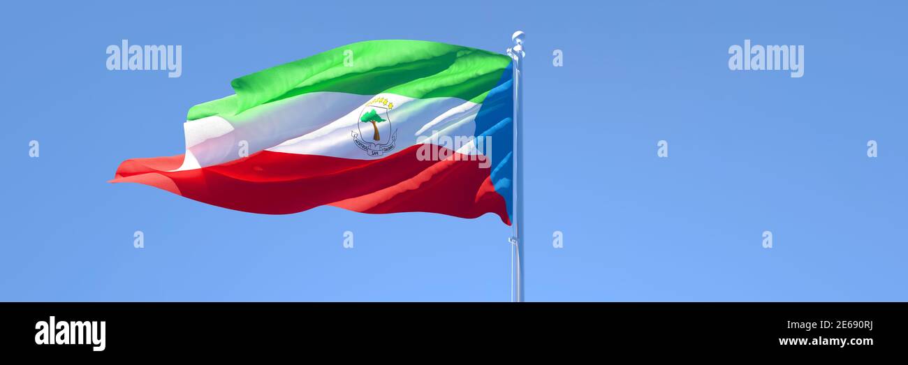 3D rendering of the national flag of Guinea waving in the wind Stock Photo