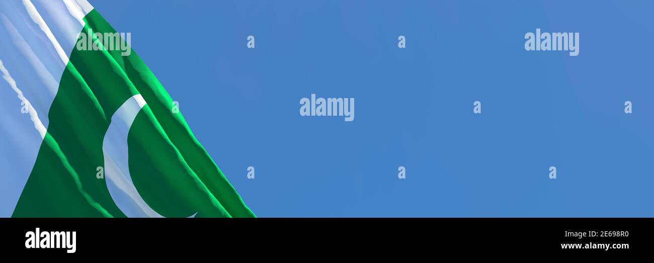 3D rendering of the national flag of Pakistan waving in the wind Stock ...