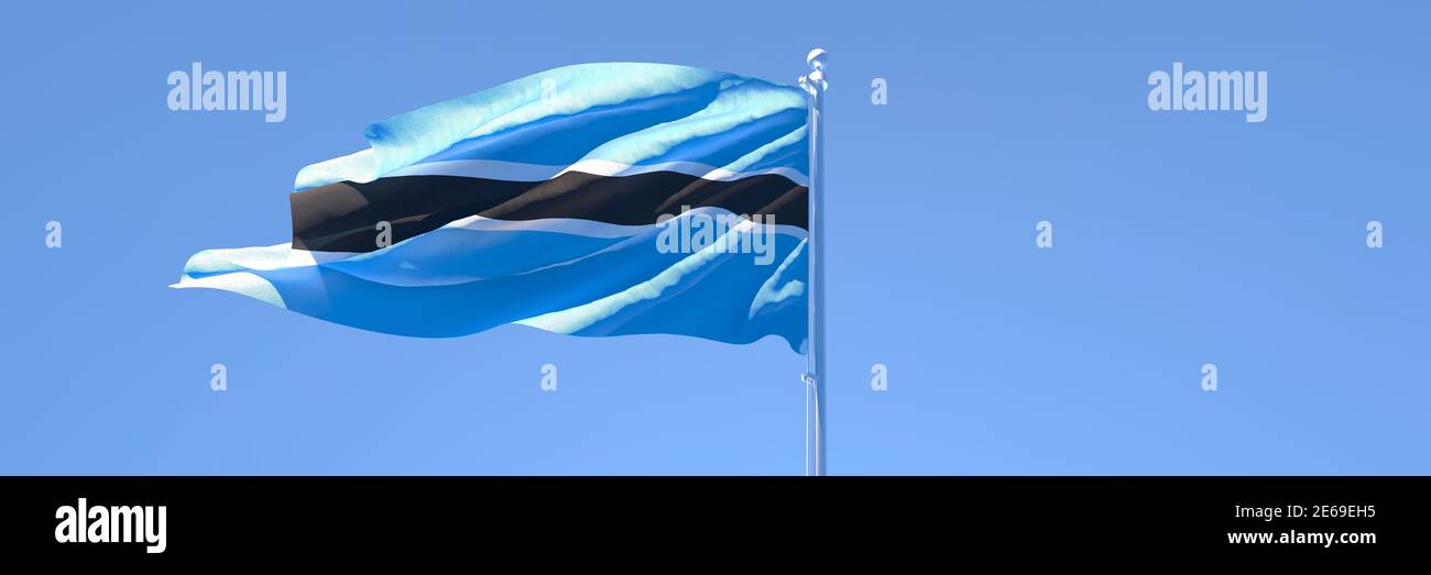 3D rendering of the national flag of Botswana waving in the wind Stock ...