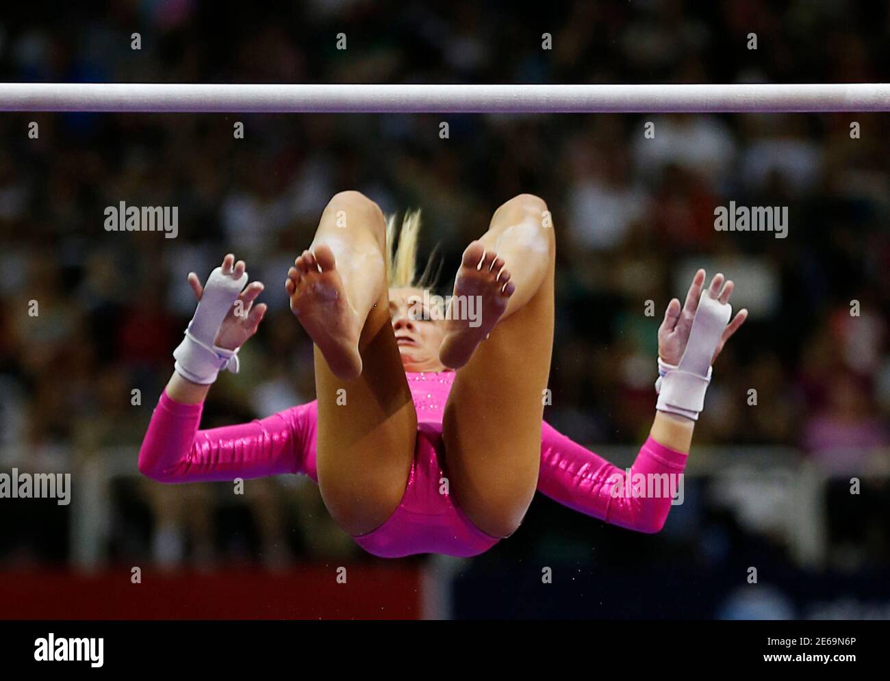 U.S. gymnast Nastia Liukin falls on the uneven bars at the U.S. Olympic  gymnastics trials in San Jose, California June 29, 2012. REUTERS/Mike Blake  (UNITED STATES - Tags: SPORT GYMNASTICS OLYMPICS Stock