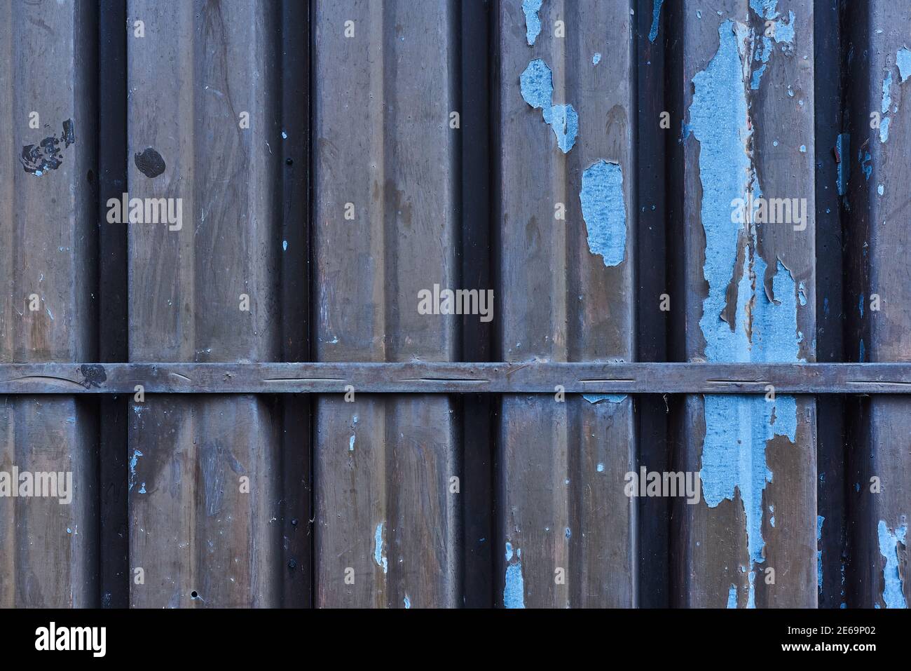 Plate of rusty blue metal texture with faint color corroded with age ...